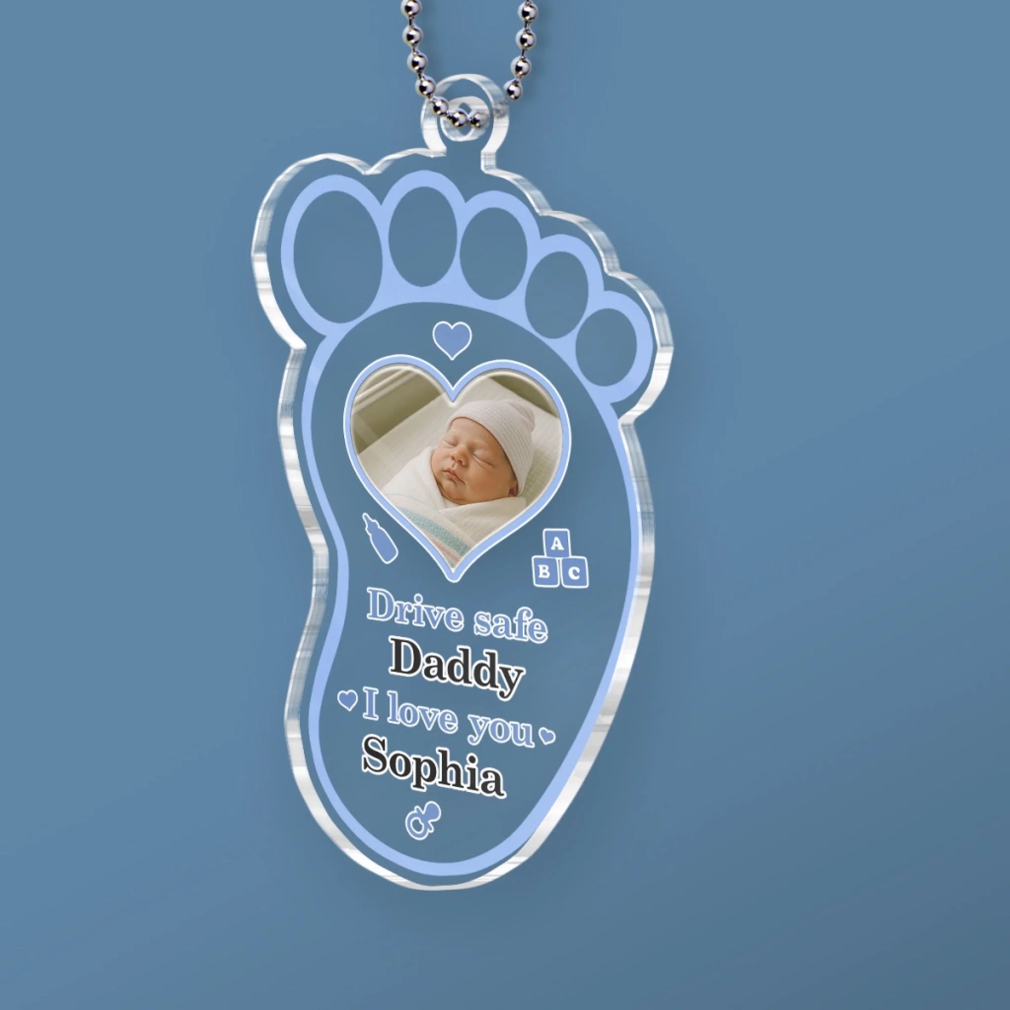 Custom Photo Drive Safe For Your Baby - Family Personalized Custom Car Ornament - Acrylic Custom Shaped - Father's Day, Gift For Dad
