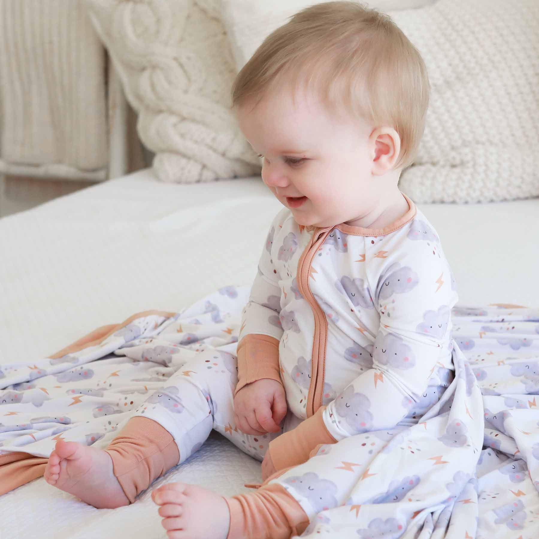 Cloudy Cuddles Convertible Zip Romper