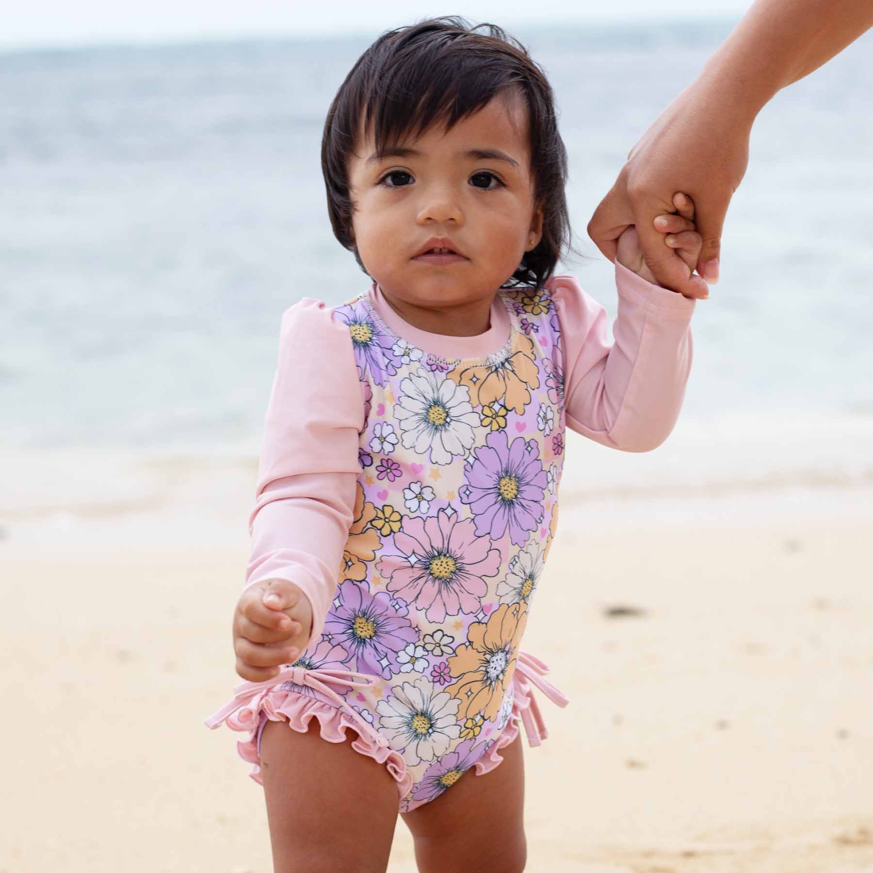 Long Sleeve Rash Guard With Ruffle Bottom