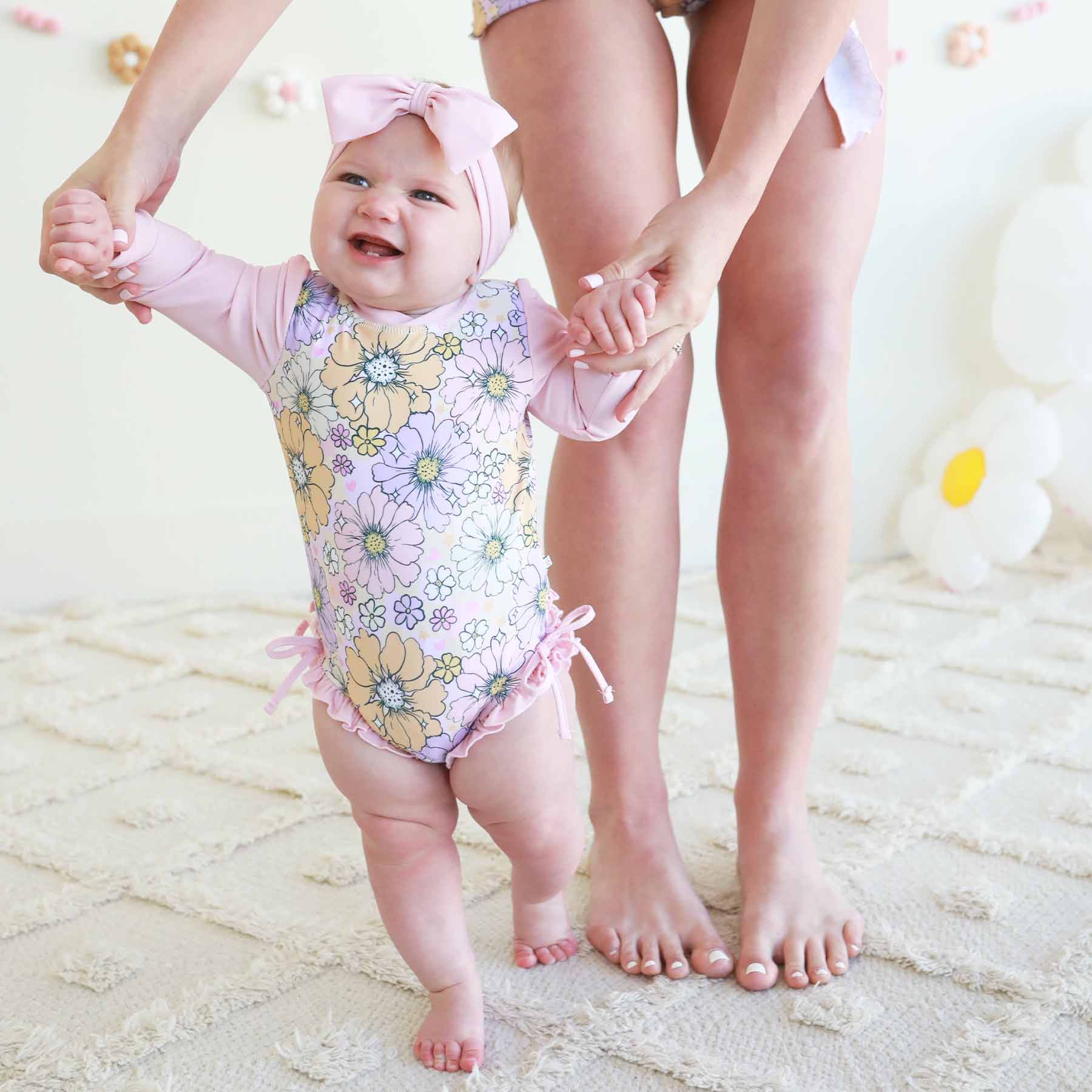 Long Sleeve Rash Guard With Ruffle Bottom