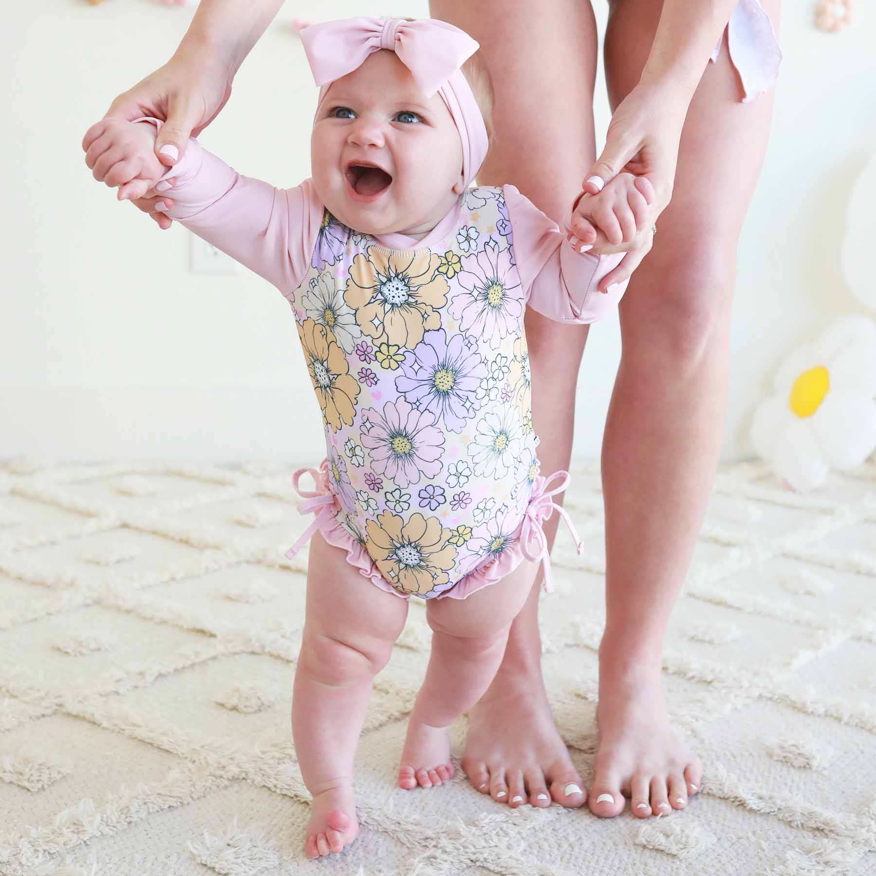 Long Sleeve Rash Guard With Ruffle Bottom