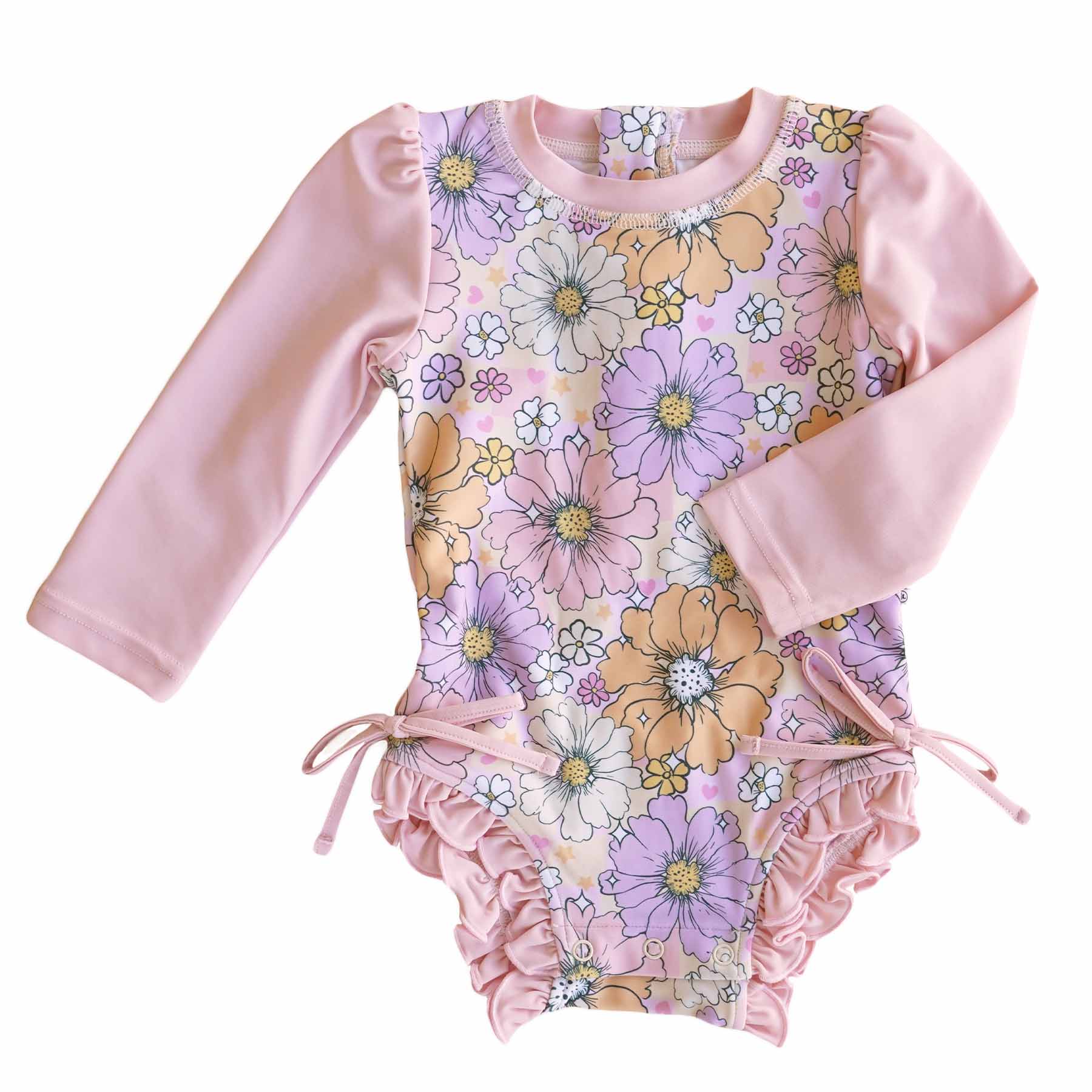 Long Sleeve Rash Guard With Ruffle Bottom