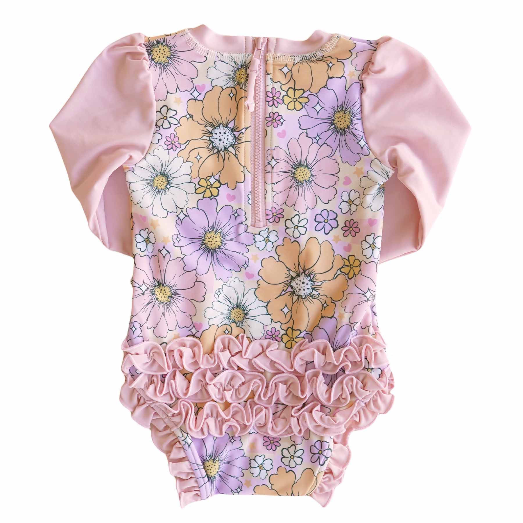 Long Sleeve Rash Guard With Ruffle Bottom