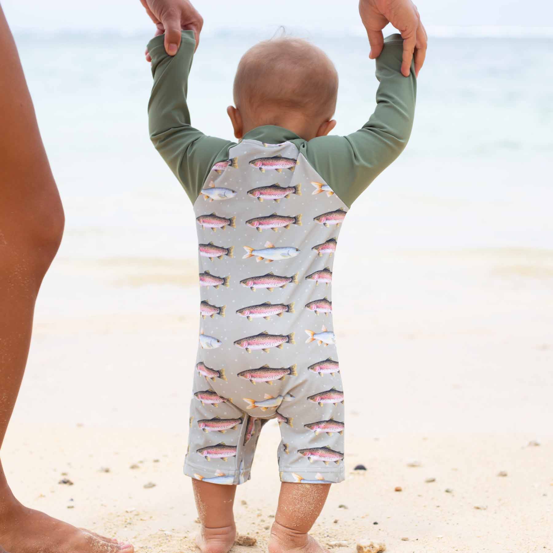 Long Sleeve Rash Guard Swim Romper Shortie 