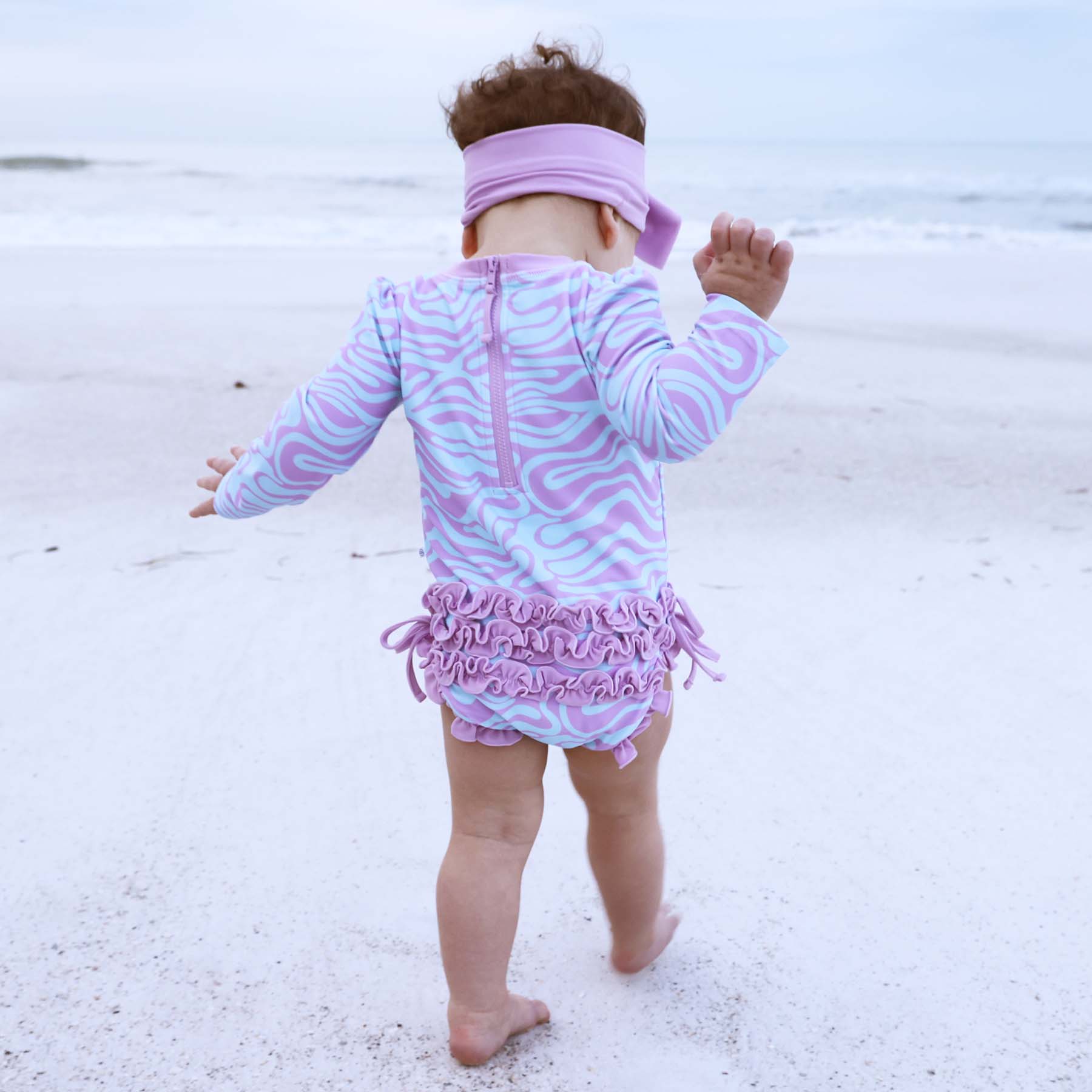 Long Sleeve Rash Guard With Ruffle Bottom