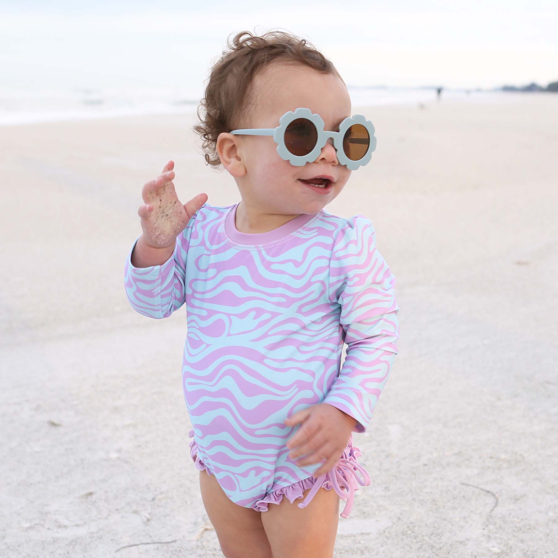 Long Sleeve Rash Guard With Ruffle Bottom