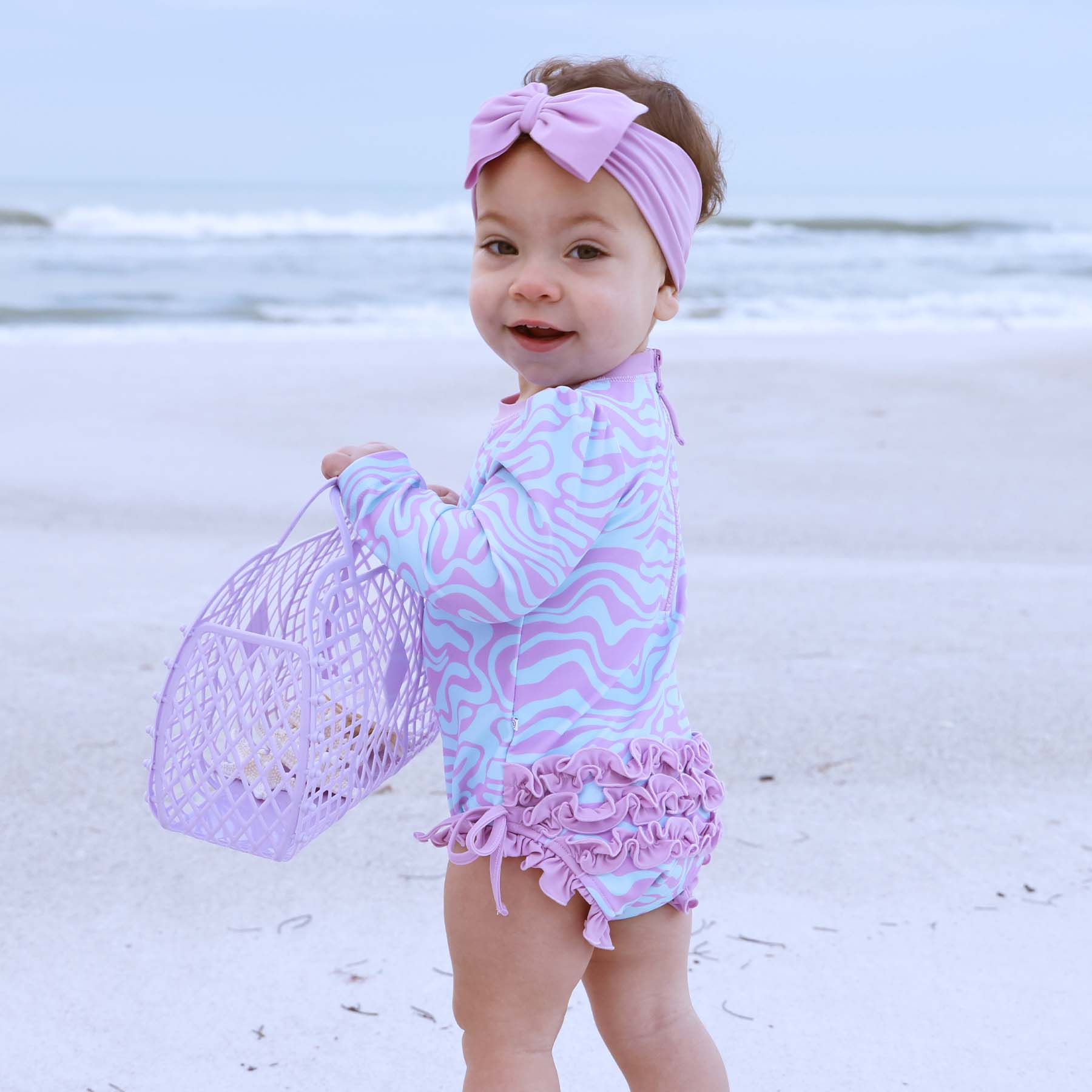 Long Sleeve Rash Guard With Ruffle Bottom