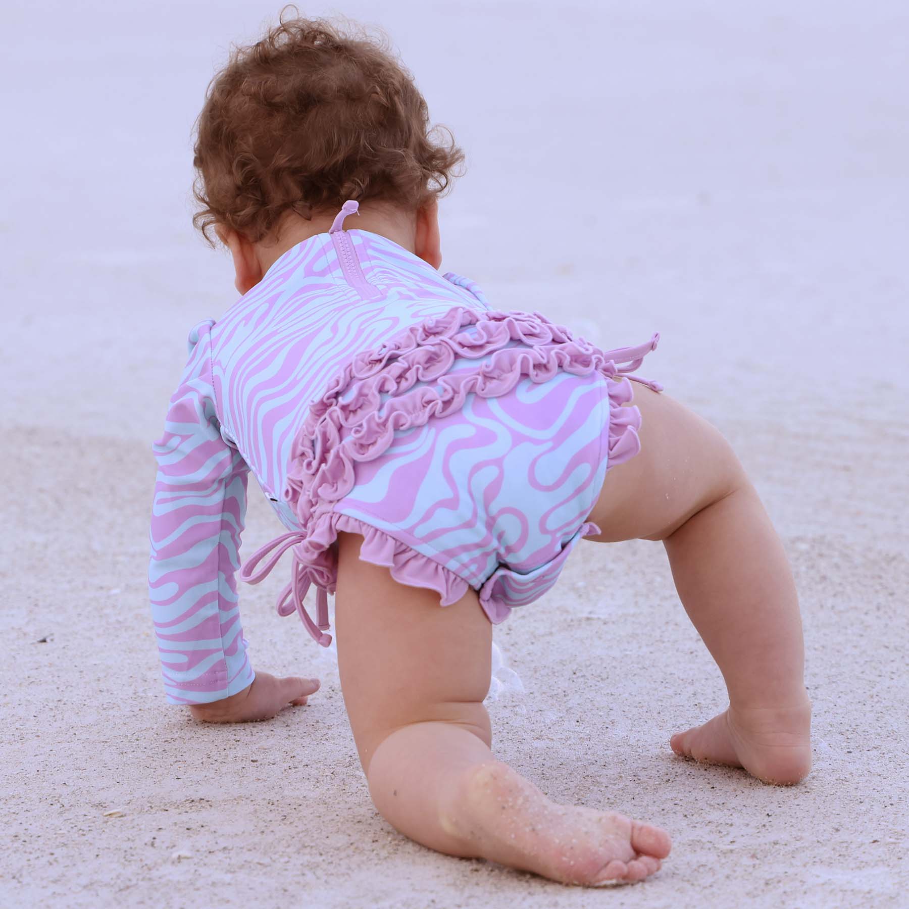 Long Sleeve Rash Guard With Ruffle Bottom