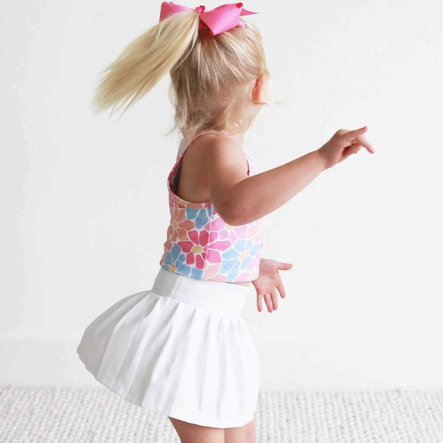 Kids Athletic Pleated Skirt | White