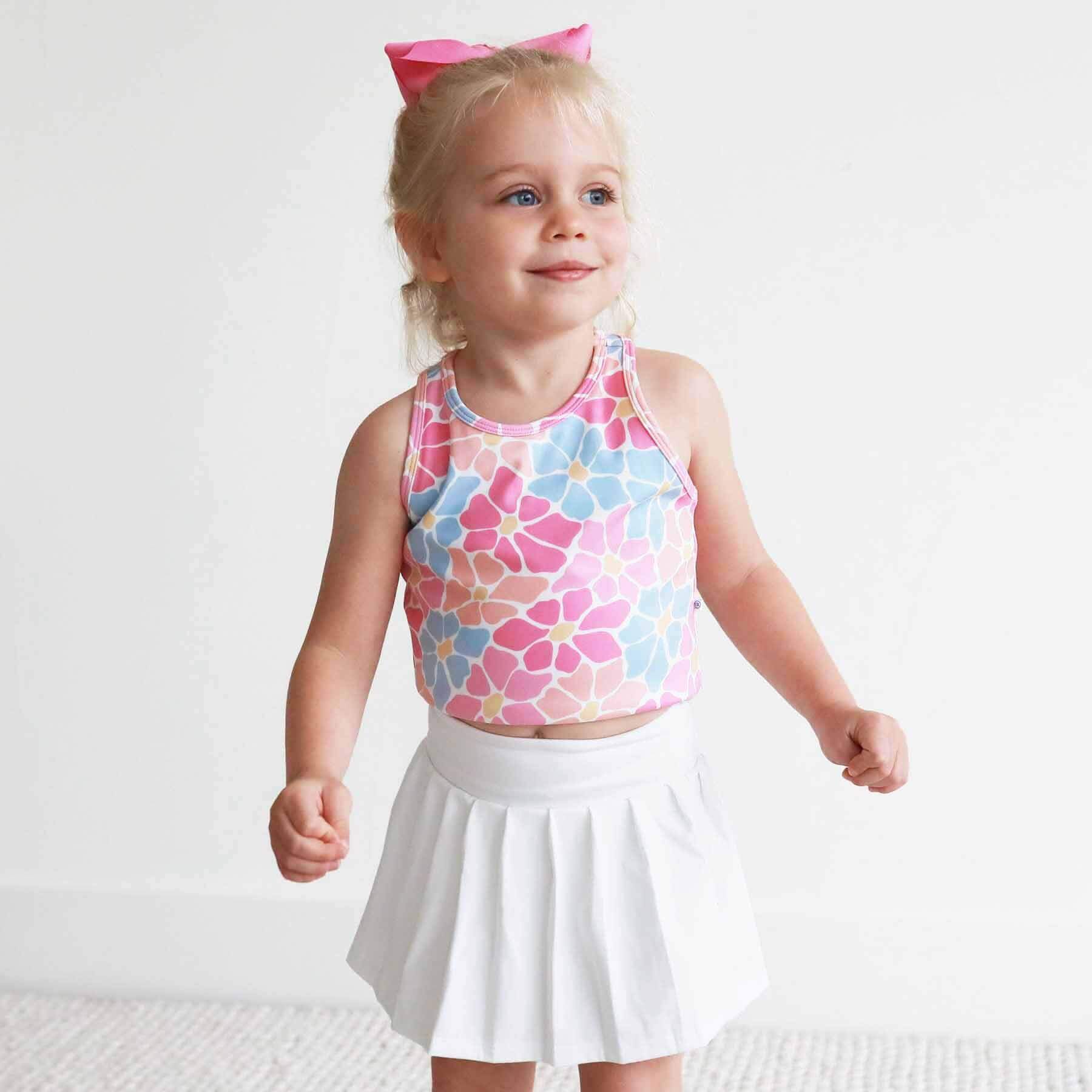 Kids Athletic Pleated Skirt | White