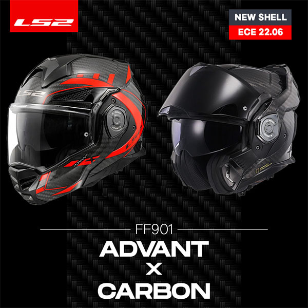 LS2 FF901 Advant X Carbon Future II rot Flip-Up Helmet