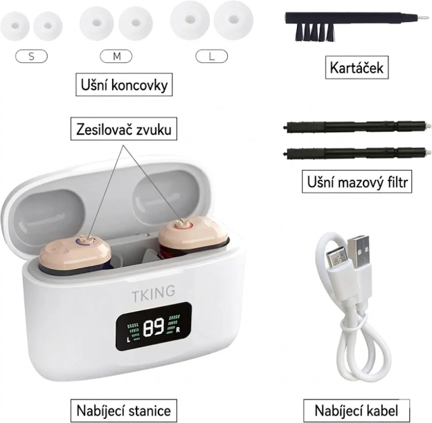 Nabíjecí zesilovač zvuku pro seniory, zesilovač hlasu a osobní audio zesilovač, s dvojitým mikrofonem pro lepší lokalizaci zvuku, vhodný pro sledování televize a konverzace (2 kusy)