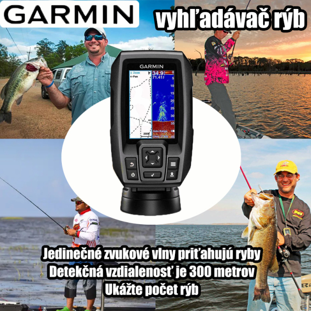 GARMIN - vyhledávač ryb, umí uzamknout a nalákat ryby, zlepšit efektivitu, určování polohy pomocí GP
