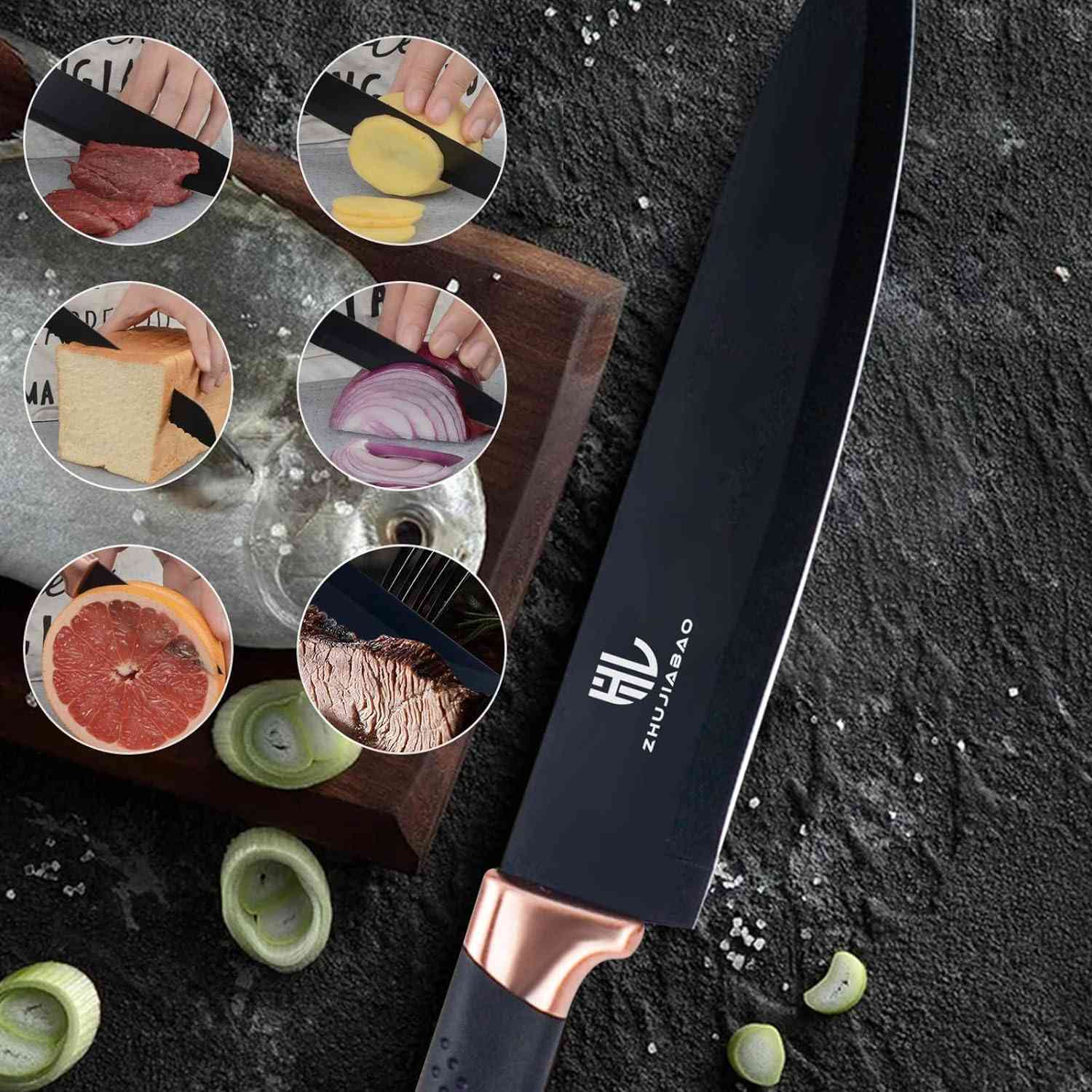 Profesionální 6dílná nerezová sada kuchařských nožů s akrylovým držákem