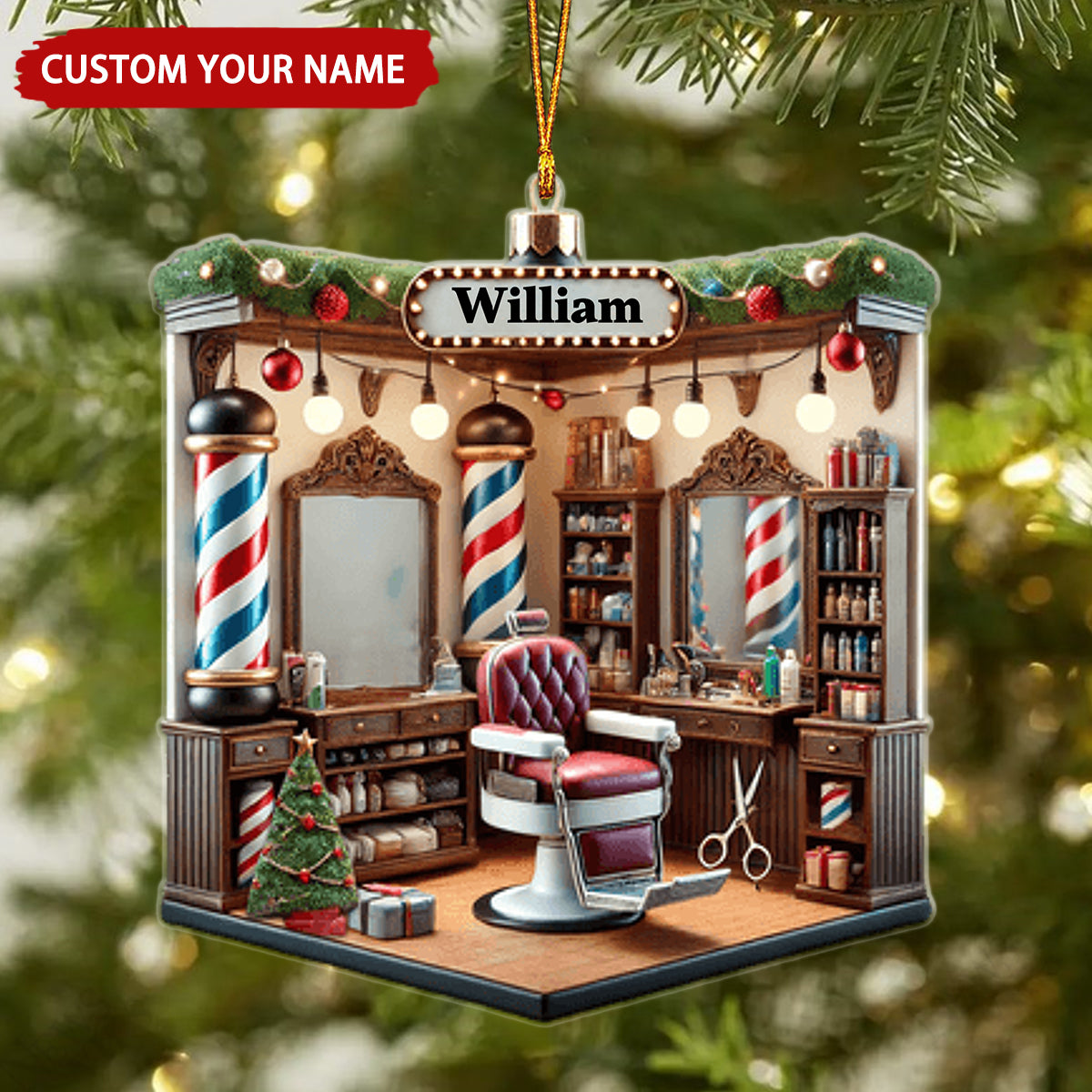  Name Barber Shop  Christmas Ornament