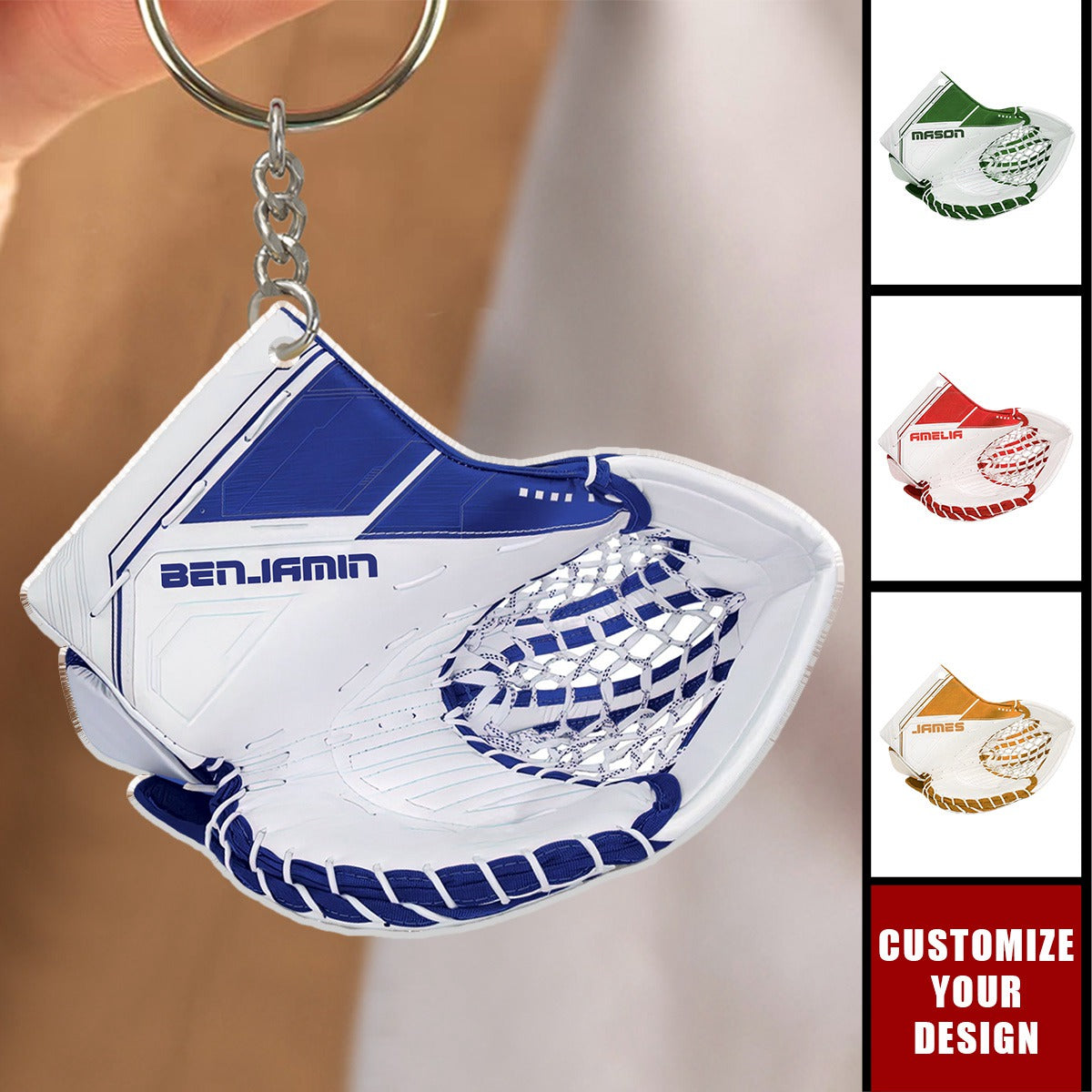 Hockey Goalie Glove -Acrylic Christmas Keychain, Gift For Hockey Lover