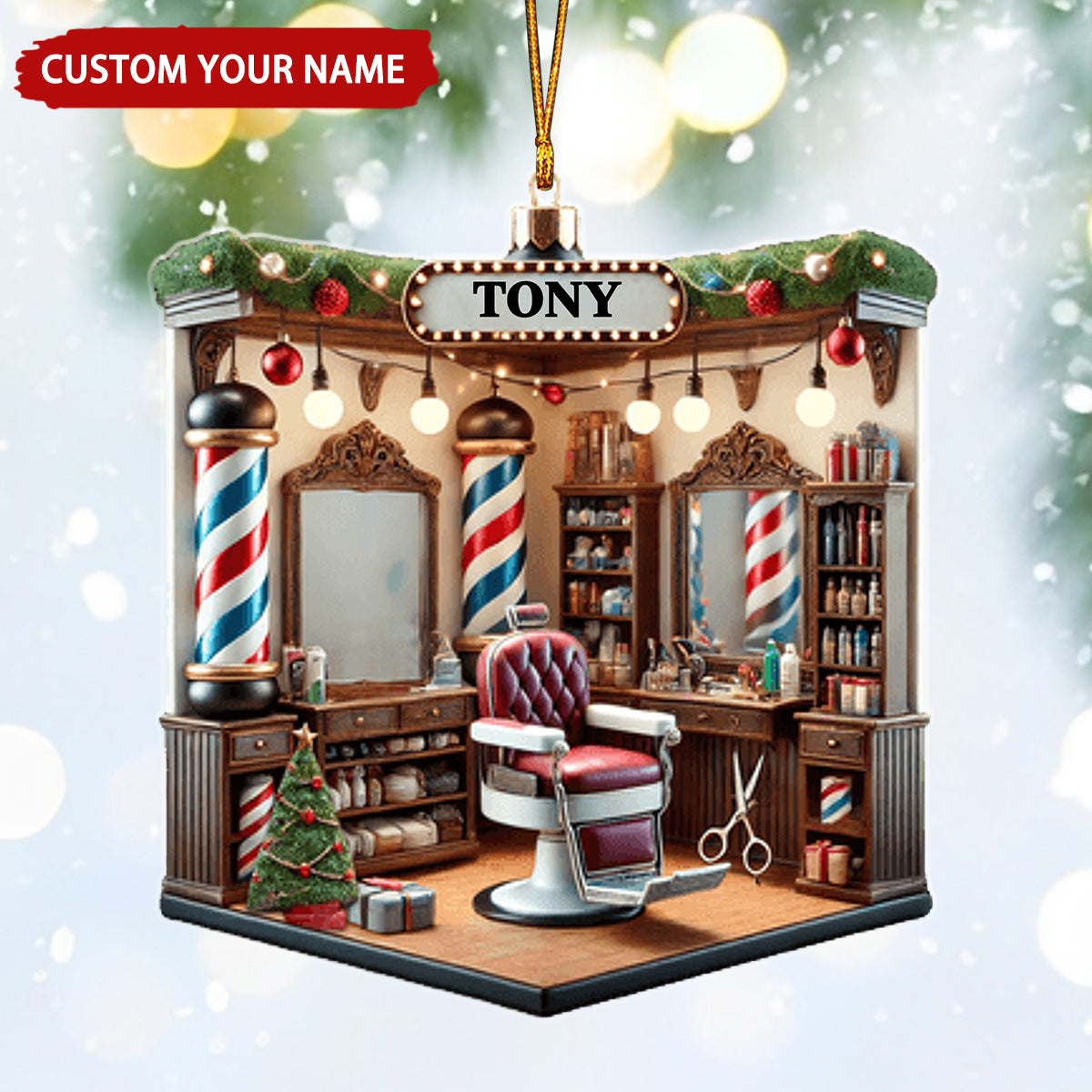  Name Barber Shop  Christmas Ornament