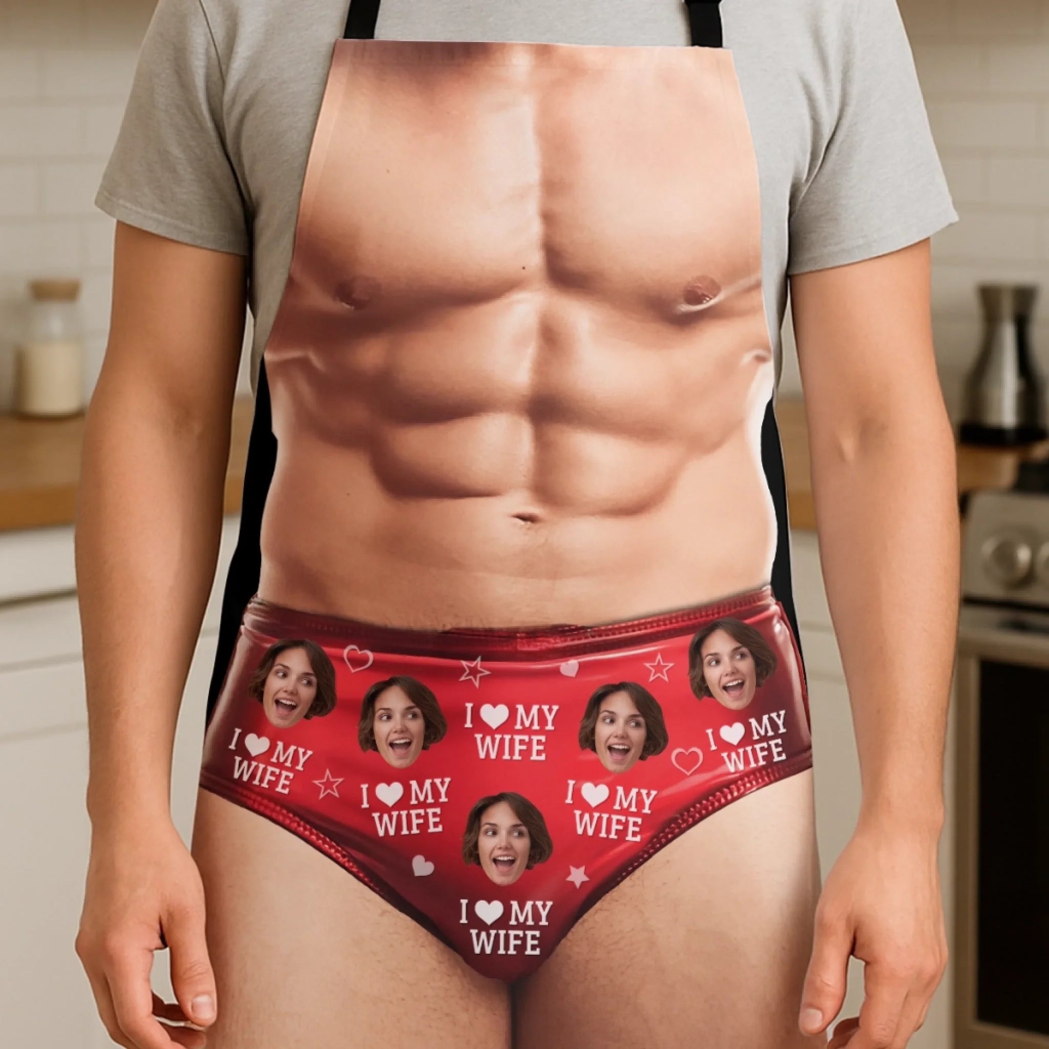  Photo Still Hot, Especially In The Kitchen - CoupleCustom Apron - Gift For Husband Wife, Anniversary