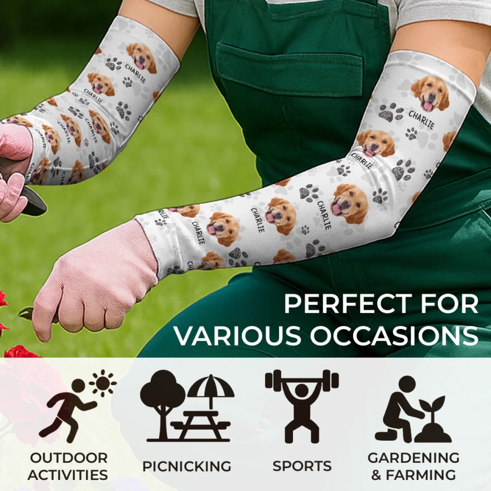 Custom Photo Powered By Paws And Unconditional Love - Dog & Cat  Custom Tattoo Arm Sleeve - Summer Vacation Gift For Pet Owners, Pet Lovers