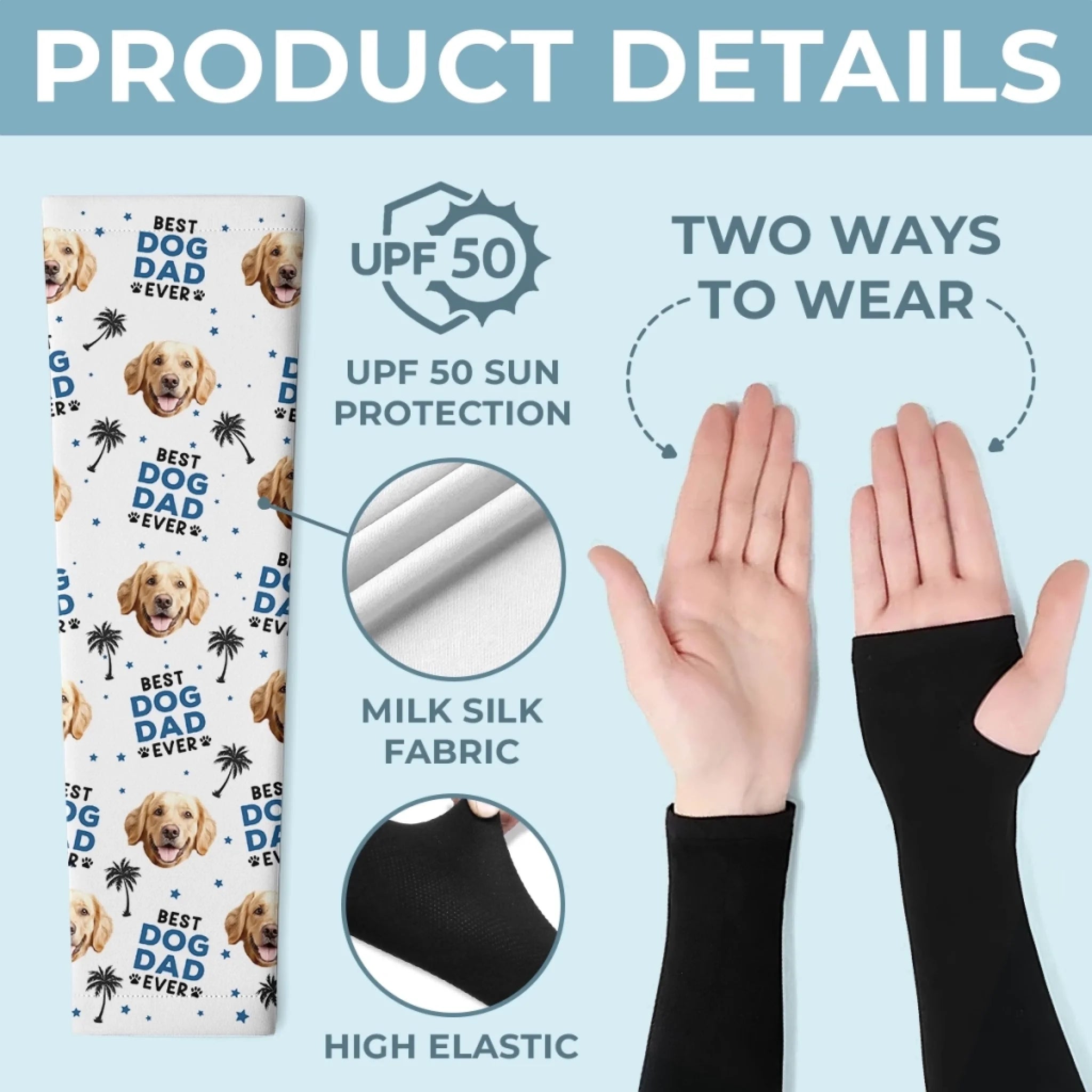 Custom Photo Best Dog Dad Ever - Dog & Cat  Custom Tattoo Arm Sleeve - Summer Vacation Gift For Pet Owners, Pet Lovers