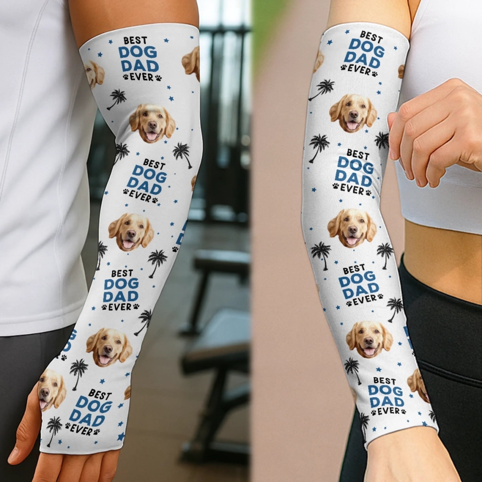 Custom Photo Best Dog Dad Ever - Dog & Cat  Custom Tattoo Arm Sleeve - Summer Vacation Gift For Pet Owners, Pet Lovers