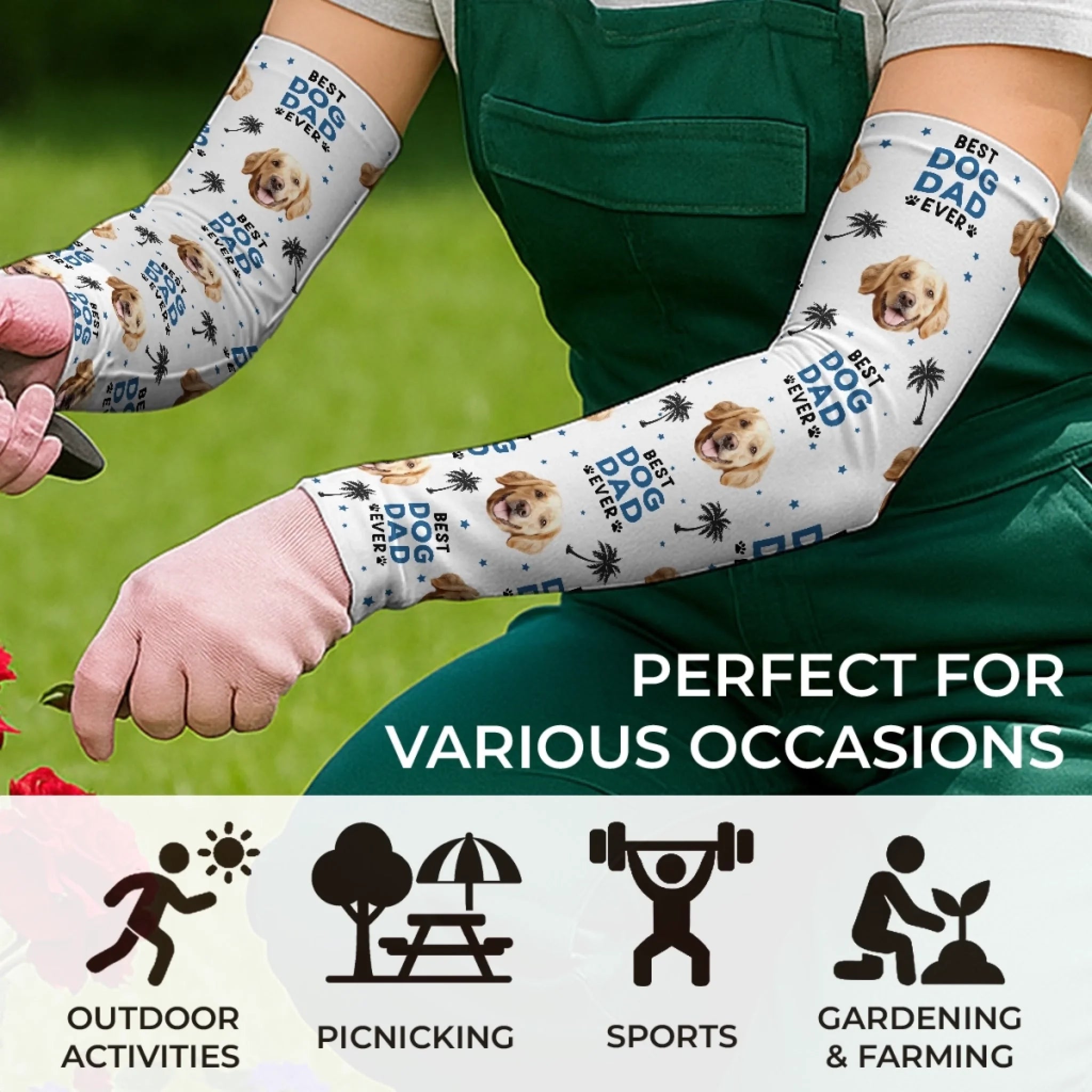 Custom Photo Best Dog Dad Ever - Dog & Cat  Custom Tattoo Arm Sleeve - Summer Vacation Gift For Pet Owners, Pet Lovers