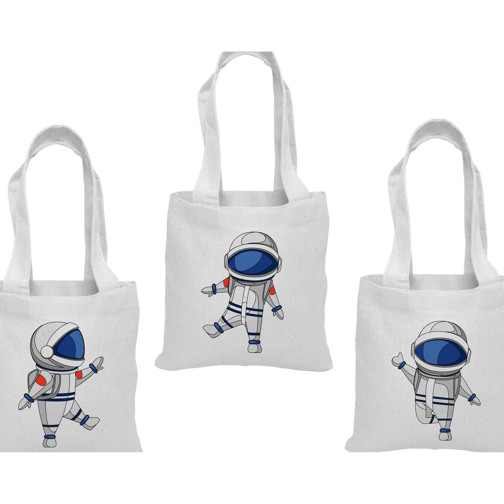 Space Theme Birthday Party Small Canvas Tote Bag Astronaut Pattern Party Favor Bags
