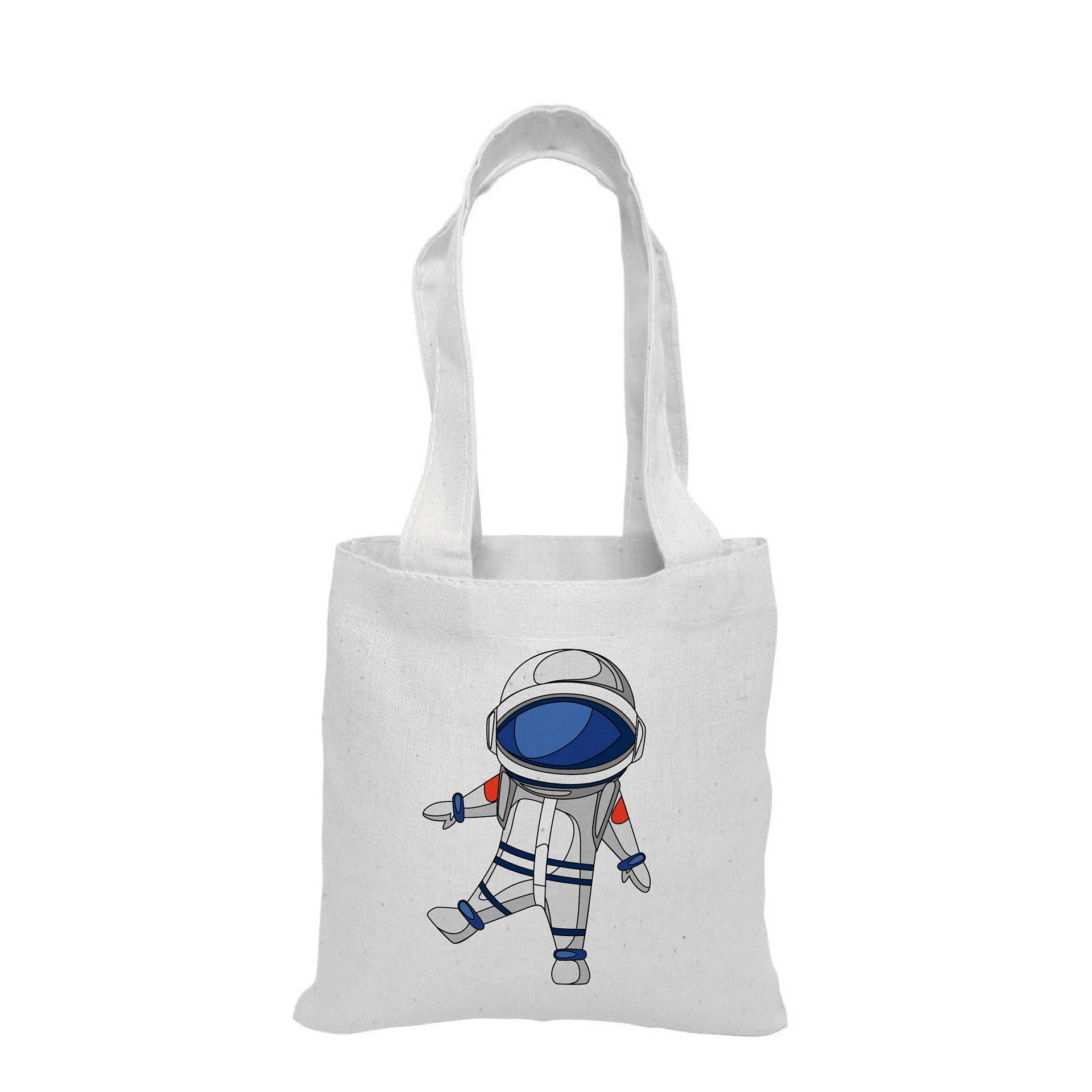 Space Theme Birthday Party Small Canvas Tote Bag Astronaut Pattern Party Favor Bags
