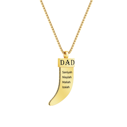Personalized DAD Tusk Necklace, Custom Kids Names Jewelry
