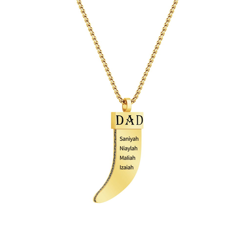 Personalized DAD Tusk Necklace, Custom Kids Names Jewelry