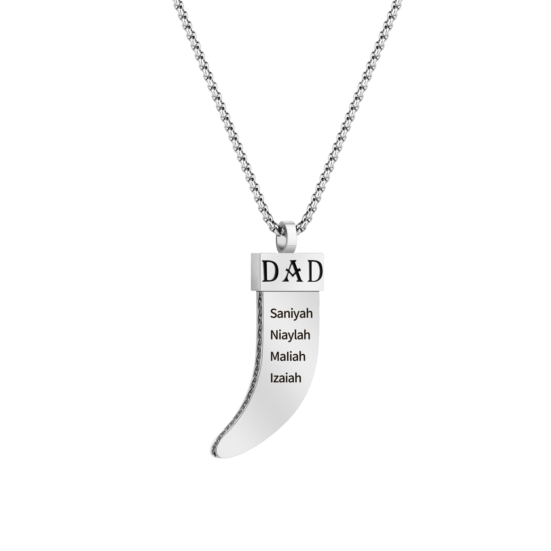 Personalized DAD Tusk Necklace, Custom Kids Names Jewelry