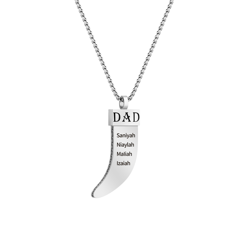 Personalized DAD Tusk Necklace, Custom Kids Names Jewelry