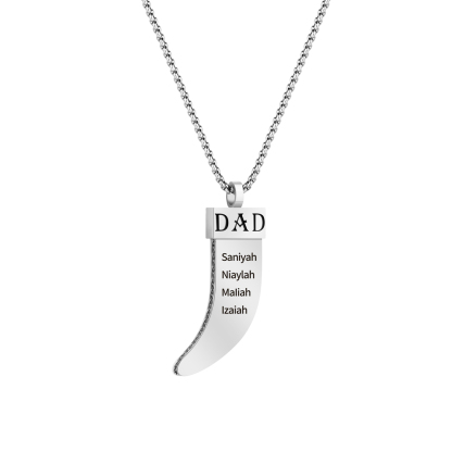 Personalized DAD Tusk Necklace, Custom Kids Names Jewelry