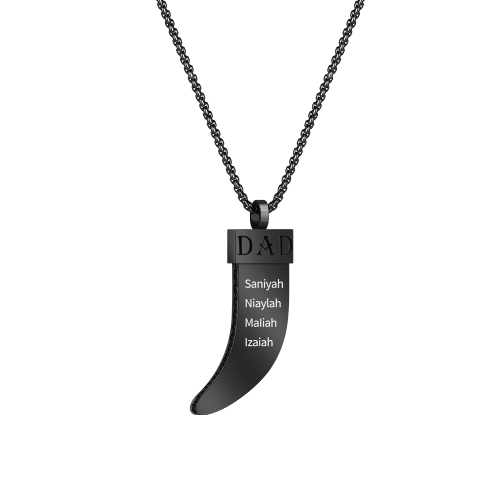 Personalized DAD Tusk Necklace, Custom Kids Names Jewelry
