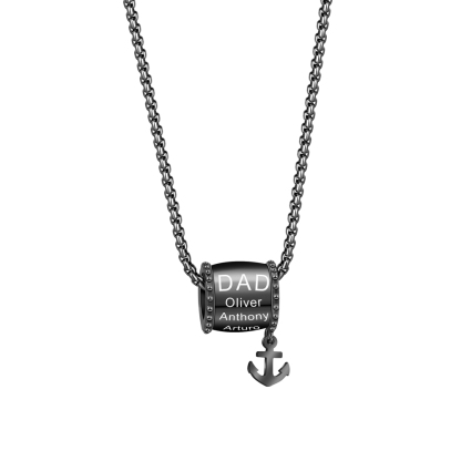  Personalized Dad Engraved Bead Necklace