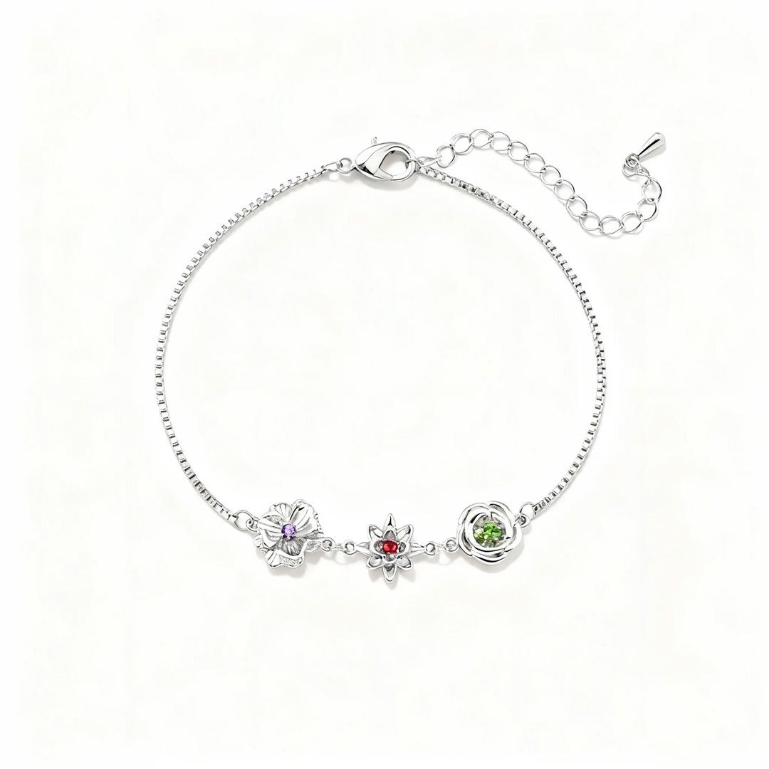 1-10 Three-Dimensional Birth Flowers Bracelet, Gift For Mom/Grandma/Wi