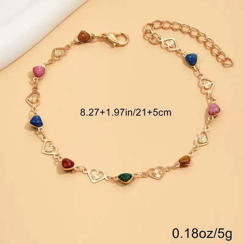 Mother's Day Gift Ladies Love Heart Chain Anklet Vintage Style Ankle Bracelet For Women & Girls-Engravingift