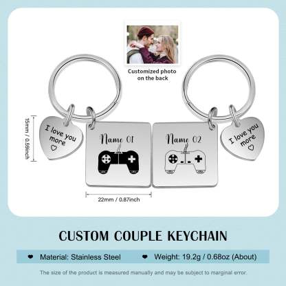 Mother's Day Gift  Photo Couple Keychain Set Personalized Heart Matching Couple Gifts-Engravingift