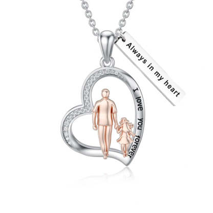 Father Daughter Heart Pendant Necklace from Dad Gift for Daughter