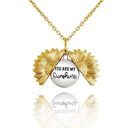 Mother's Day Gift "You Are My Sunshine" Personalized Sunflower Necklace-Engravingift