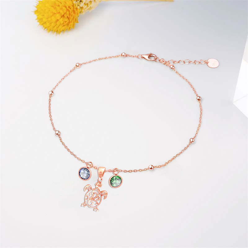 Sterling Silver Personalized Filigree Turtle Orca Whale Single Layer Anklet Bracelet