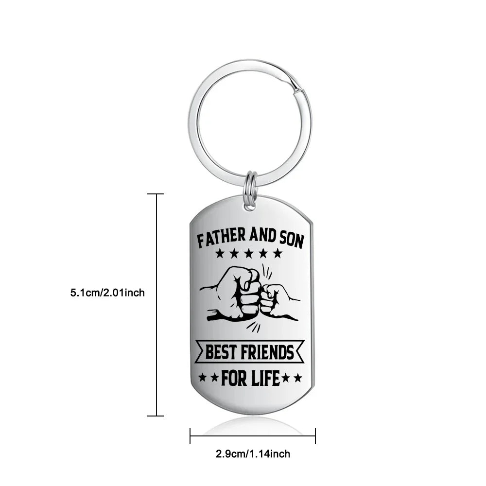 Father's Day Gift Personalized Father and Son Photo Keychain Best Friends In Life Father Keyring-Engravingift