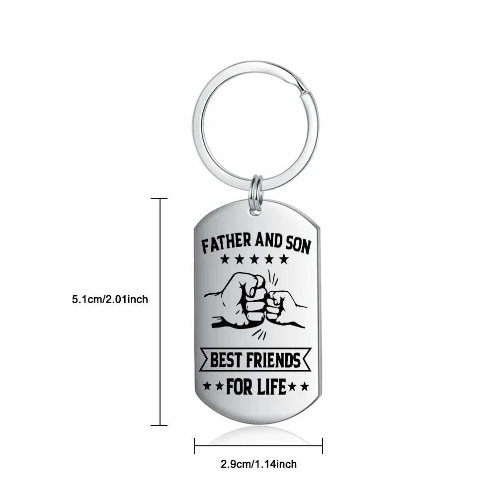 Father's Day Gift Personalized Father and Son Photo Keychain Best Friends In Life Father Keyring-Engravingift