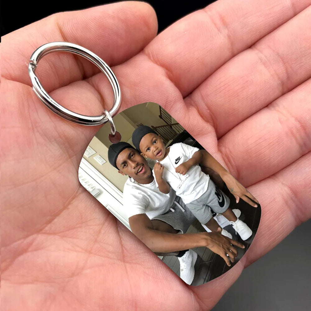 Father's Day Gift Personalized Father and Son Photo Keychain Best Friends In Life Father Keyring-Engravingift