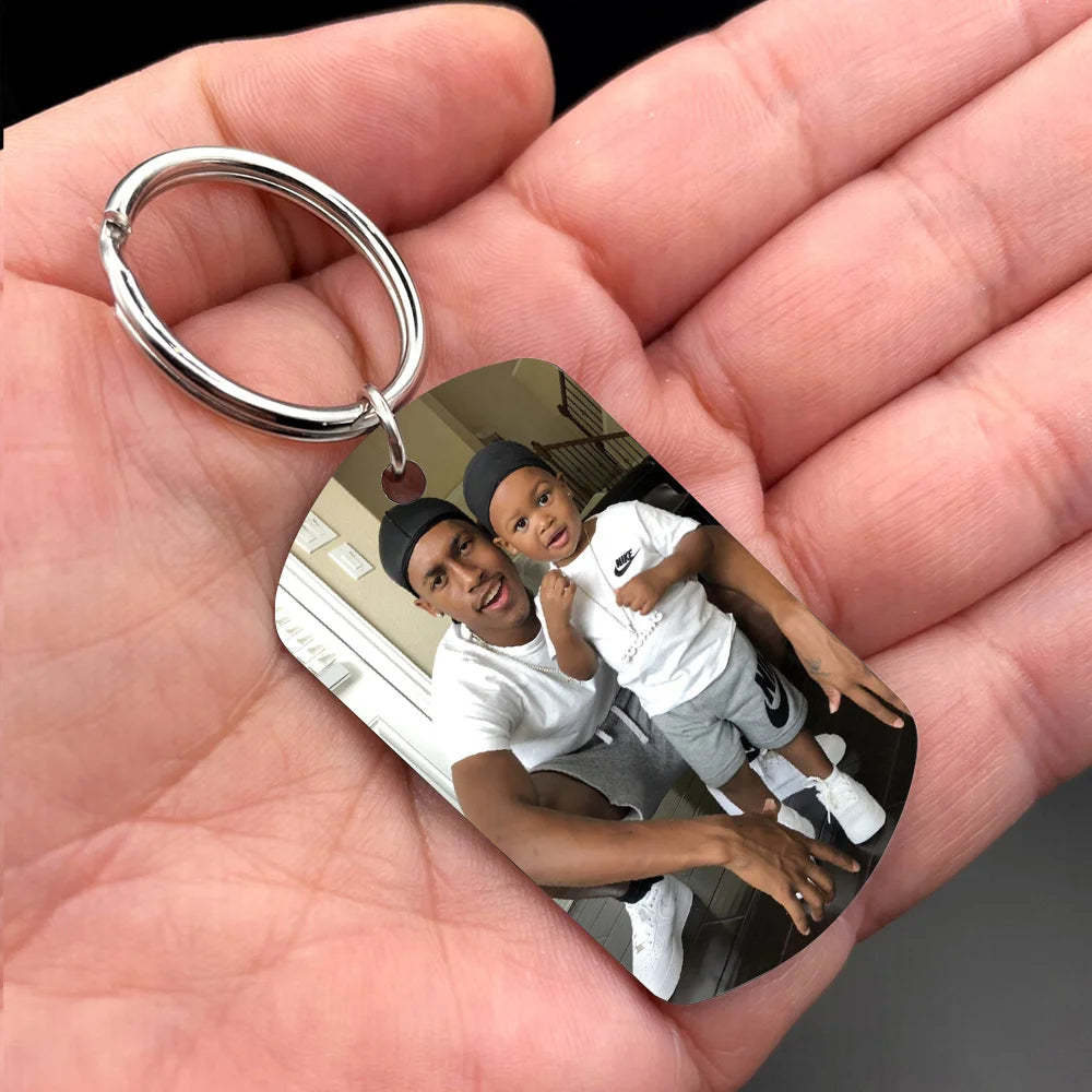 Father's Day Gift Personalized Father and Son Photo Keychain Best Friends In Life Father Keyring-Engravingift