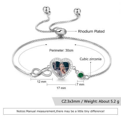 Mother'sDay Gift Mother'sDay gift Infinity Love Heart Photo Bracelet with Birthstone Personalized with Engraving-Engravingift