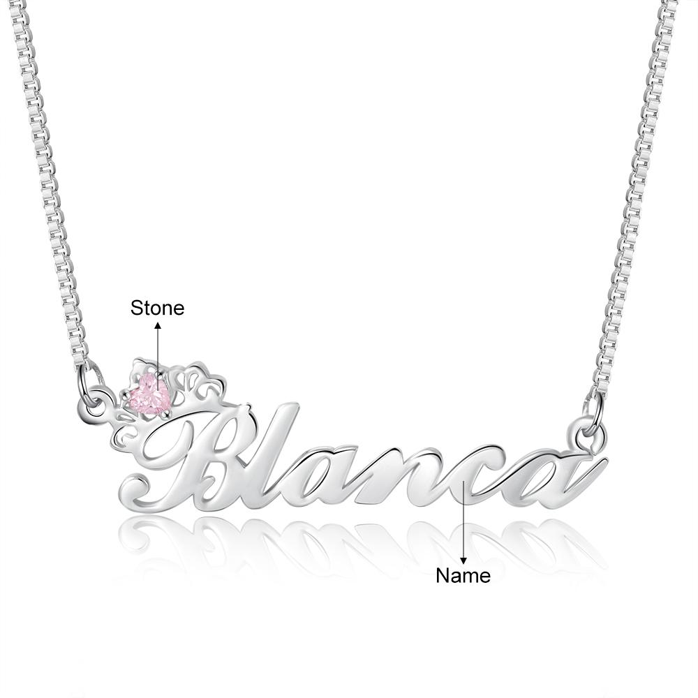 Mother's Day Gift Crown Name Necklace with BirthstonePersonalized Name Necklace-Engravingift