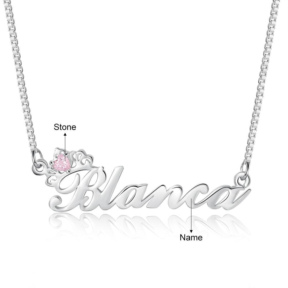 Mother's Day Gift Crown Name Necklace with BirthstonePersonalized Name Necklace-Engravingift