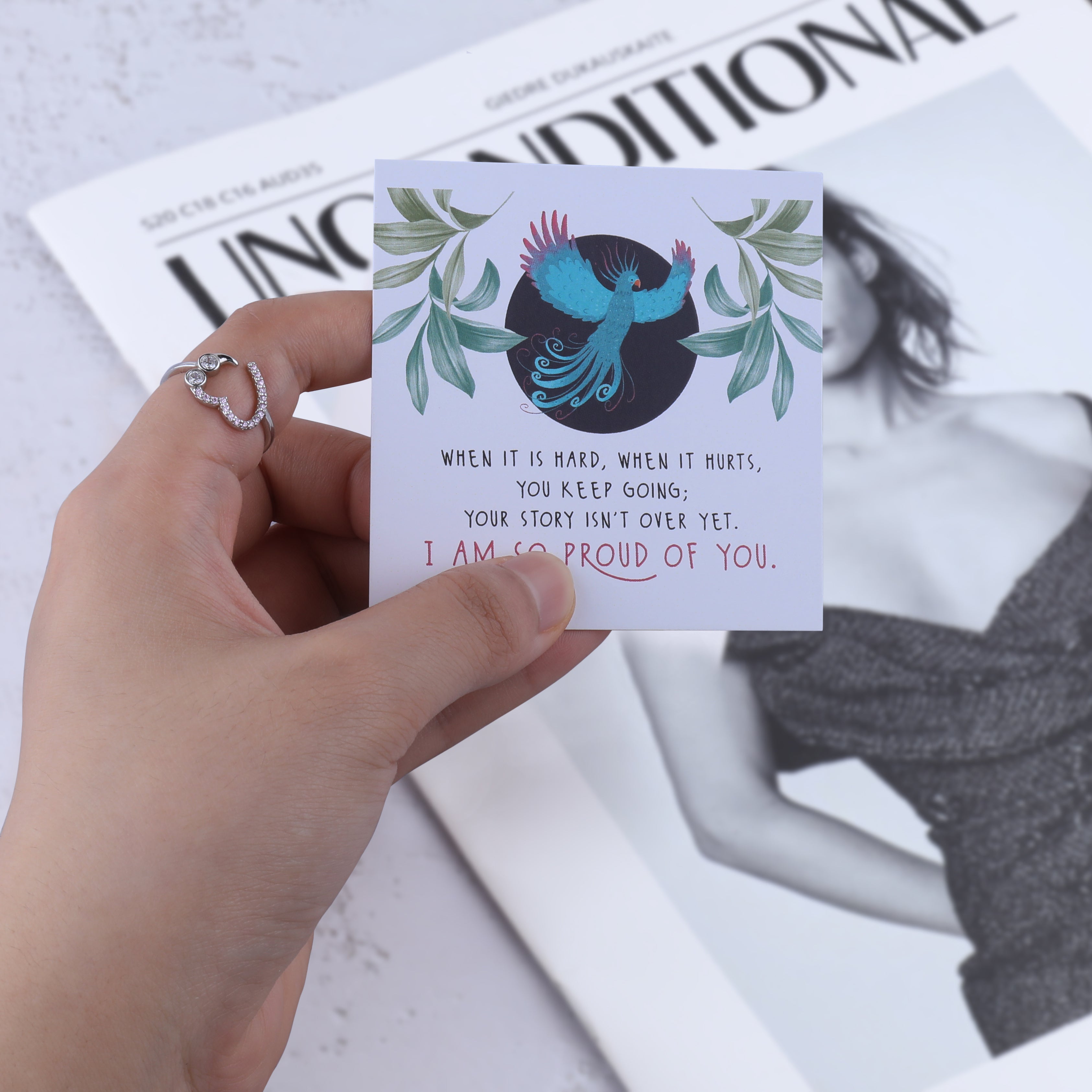 Mother's Day Gift Never Give Up No Matter What Semicolon Ring-Engravingift