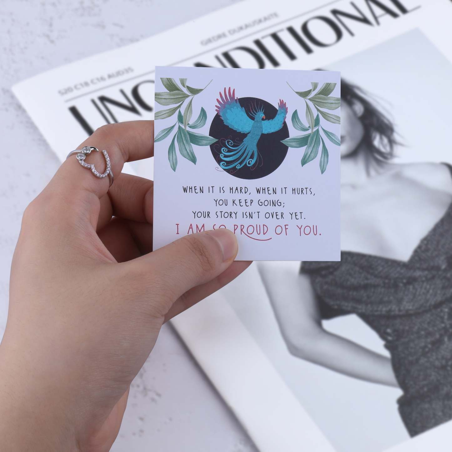 Mother's Day Gift Never Give Up No Matter What Semicolon Ring-Engravingift